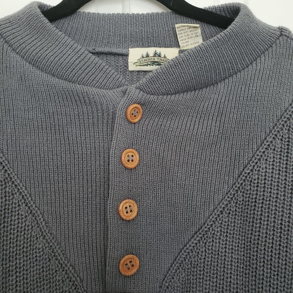2for$20 Timber Trail XL grey knit sweater sweatshirt 4 button over the head - Picture 3 of 9